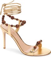 Gianvito Rossi Wood Bead Ankle Wrap Sandal