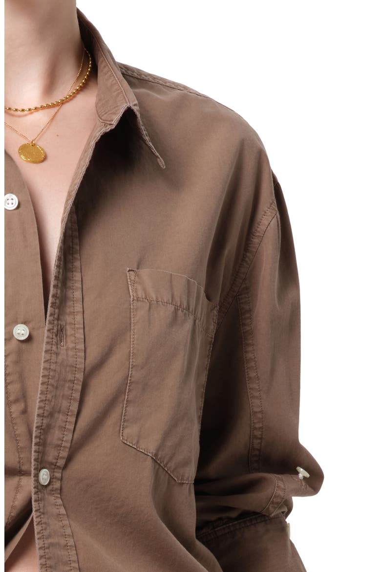 Kayla Oversize Poplin Button-Up Shirt, Alternate, color, COCOA ACID WAS