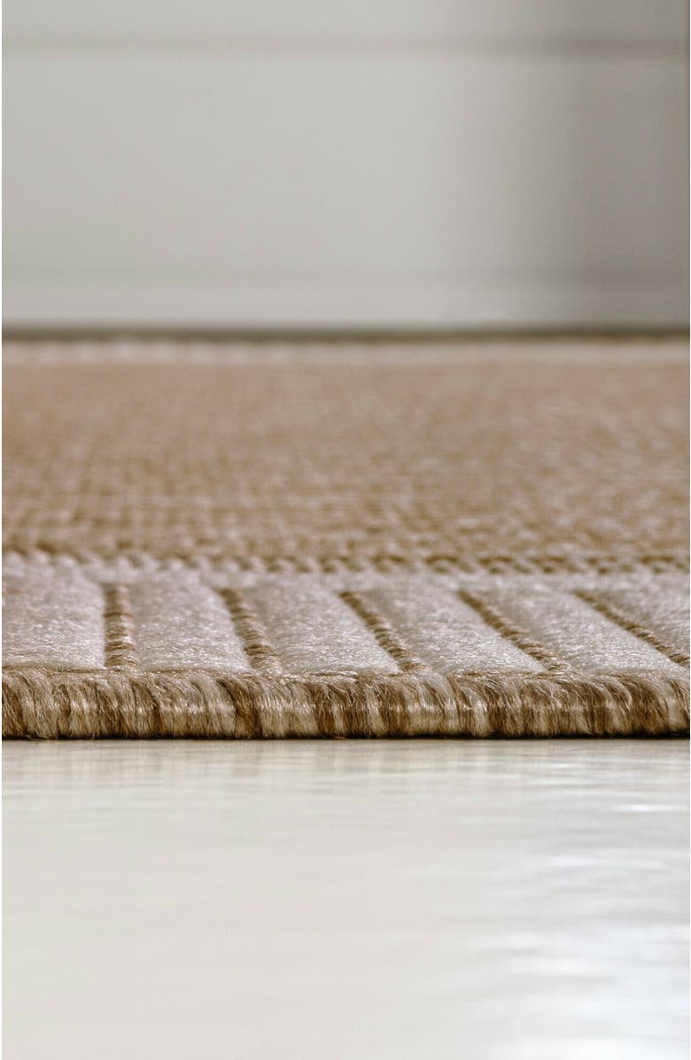 JONATHAN Y Hali Coastal Casual Wide Stripe Border Indoor/Outdoor Area Rug, Alternate, color, Beige/Cream
