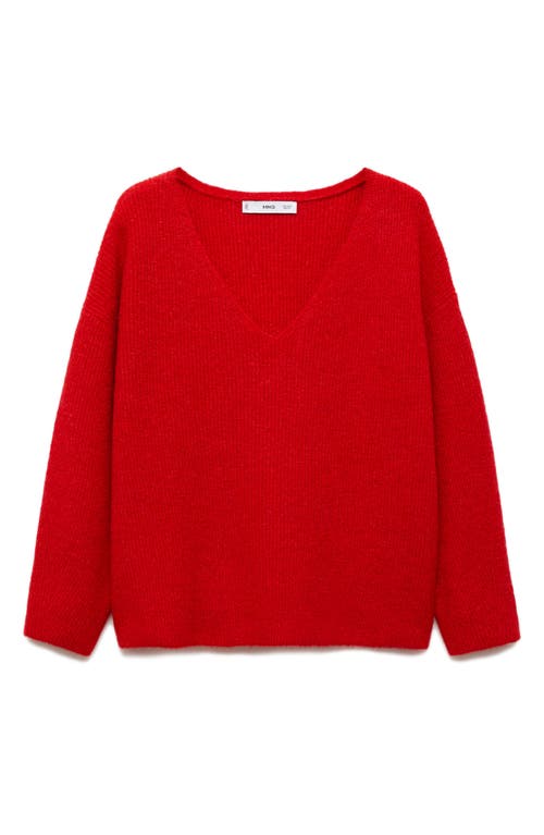 Mango Rib V-neck Sweater In Red