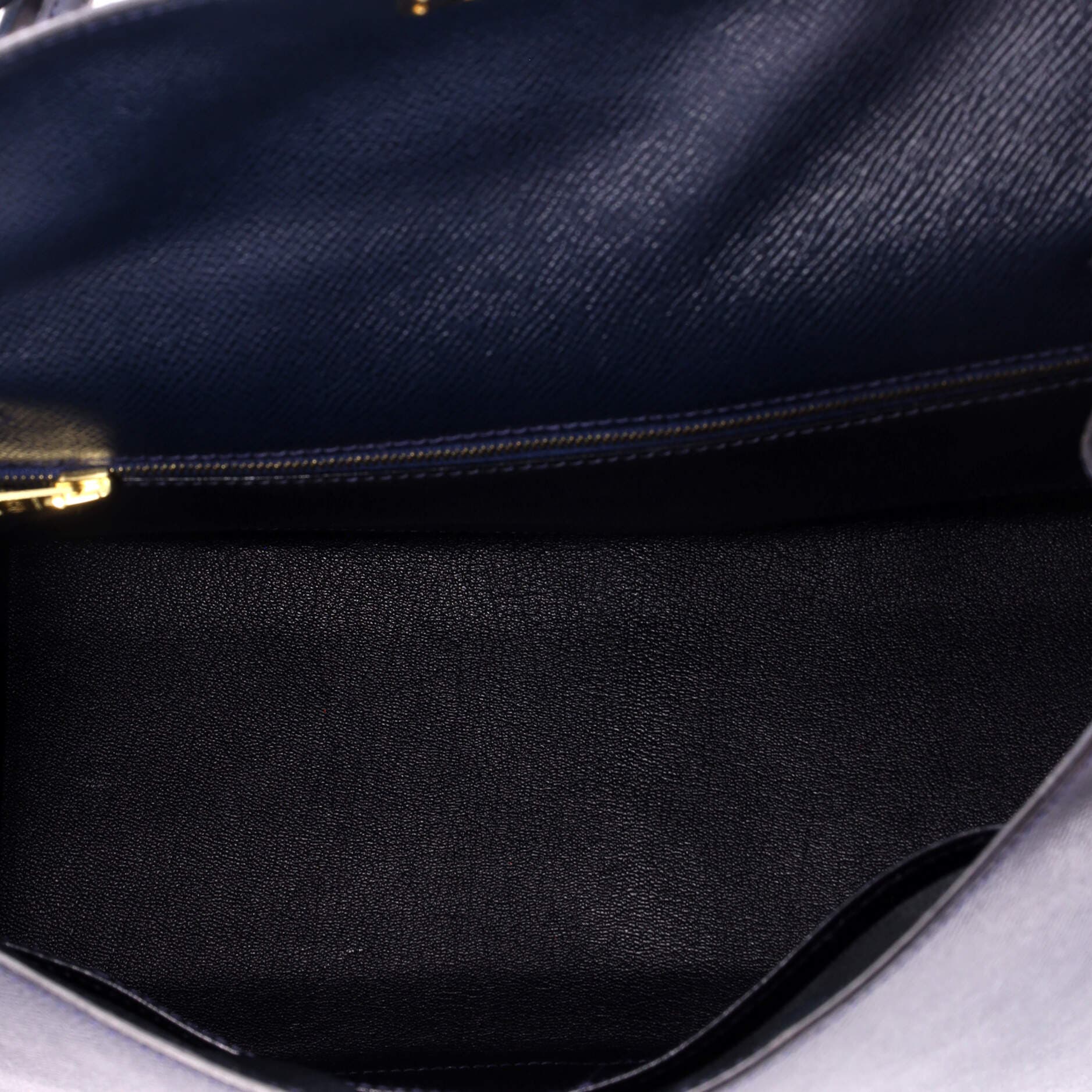 Pre-Owned Hermes Kelly Handbag Blue Courchevel with Gold Hardware 32, Alternate, color, Bleu Marine