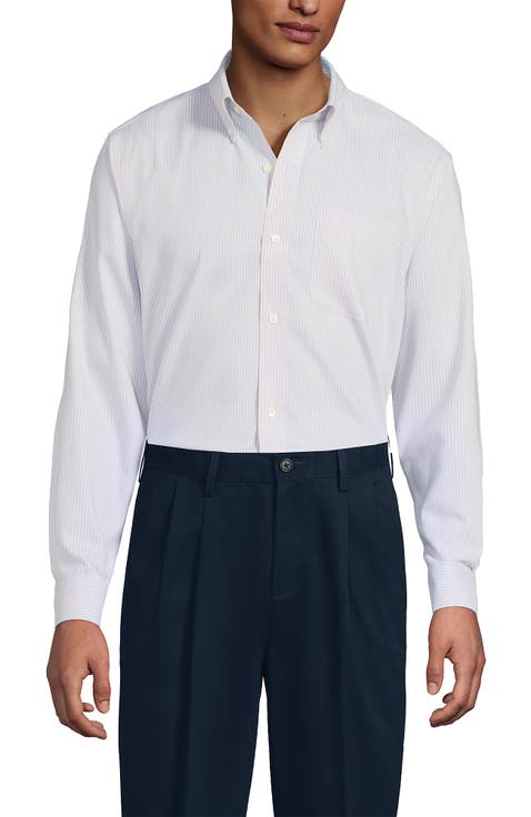 Traditional Fit Solid No Iron Supima Pinpoint Buttondown Collar Dress Shirt