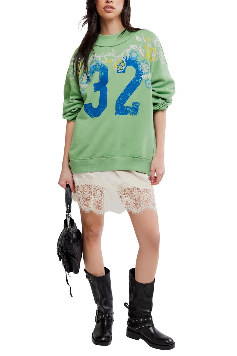 Palm Spring Turtle Graphic Sweatshirt, Alternate, color, GREEN COMBO