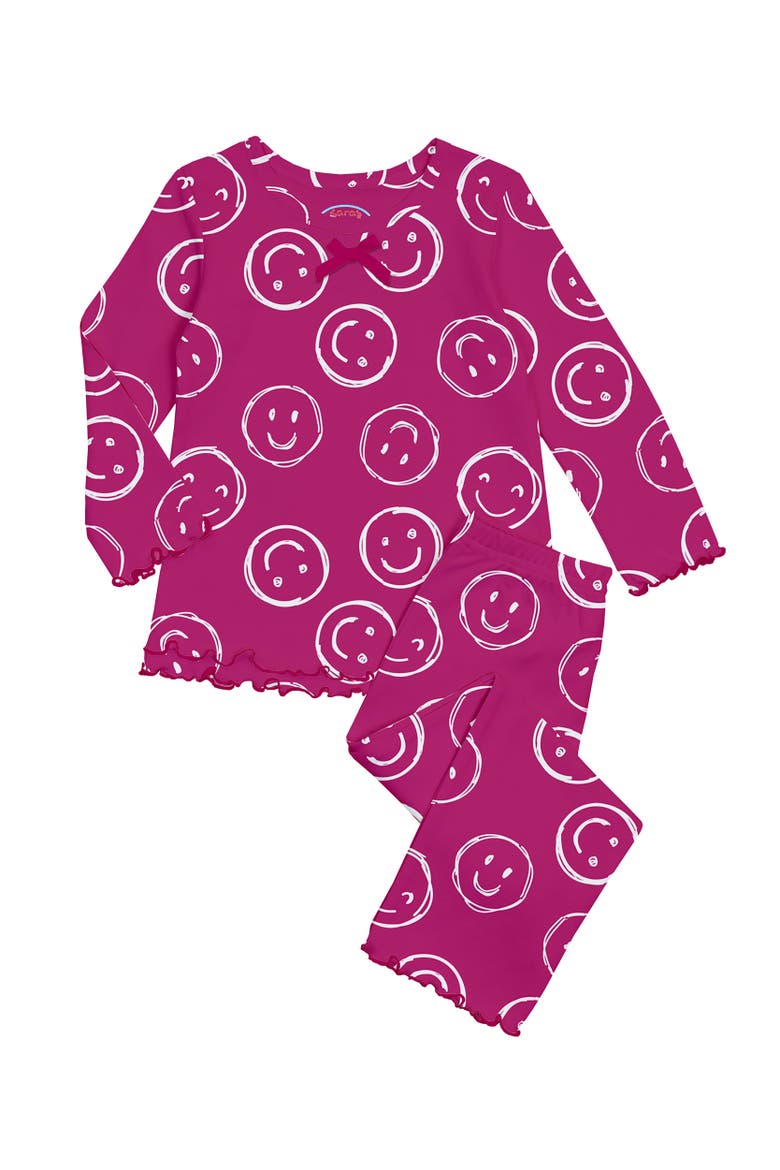 Loose Fit Ruffle PJ Set, Main, color, Pink Smiley