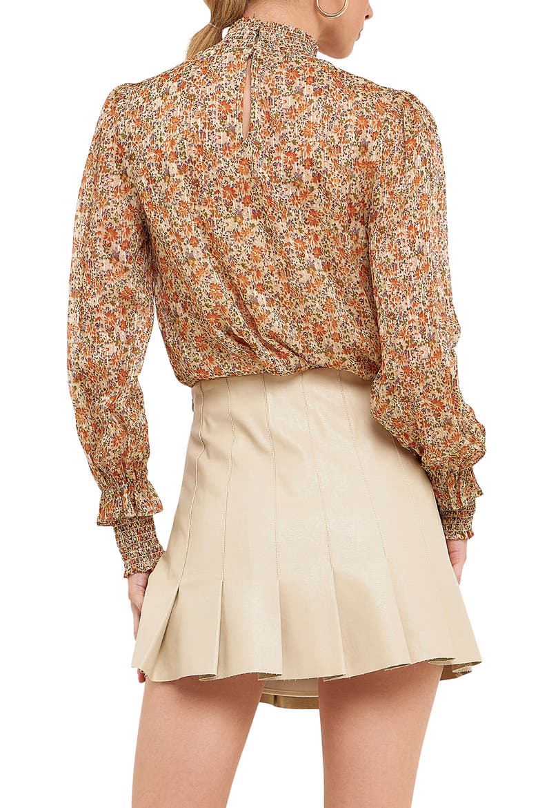 Floral Stripe Long Sleeve Chiffon Blouse, Alternate, color, IVORY MULTI