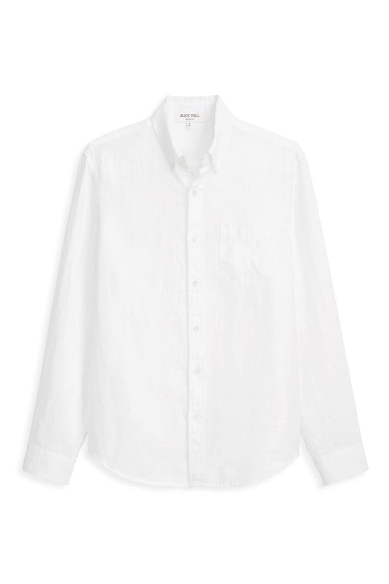 Mill Linen Button-Down Shirt, Alternate, color, WHITE