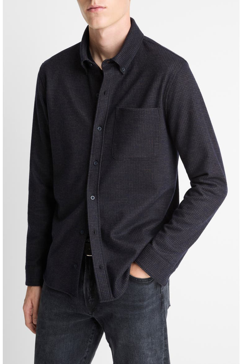 Plaid Button-Down Shirt, Alternate, color, COASTAL/ DARK JASPER