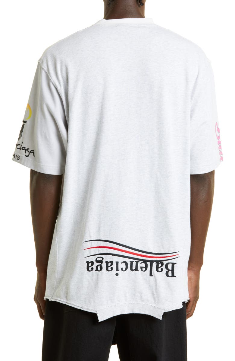 Balenciaga Oversize Embroidered Upside Down Graphic Tee, Alternate, color,