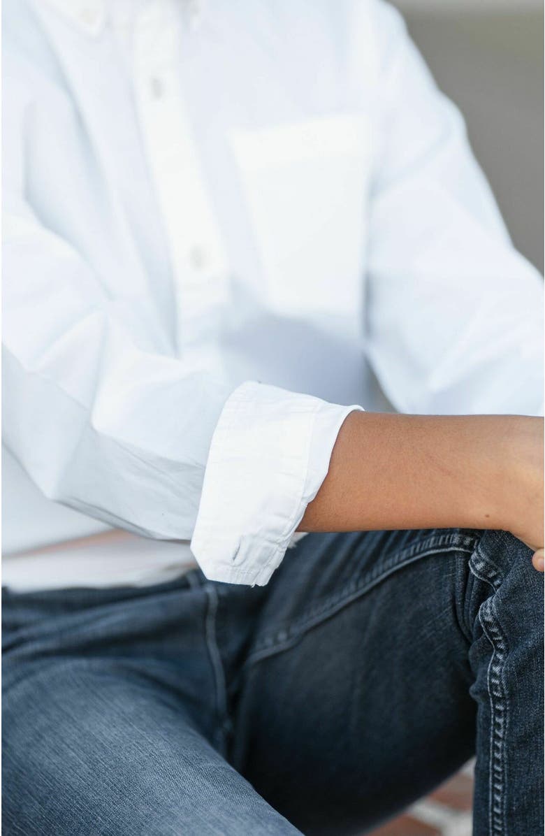 Hope & Henry Baby Boys' Organic Stretch Poplin Shirt, Infant, Alternate, color, Bright White