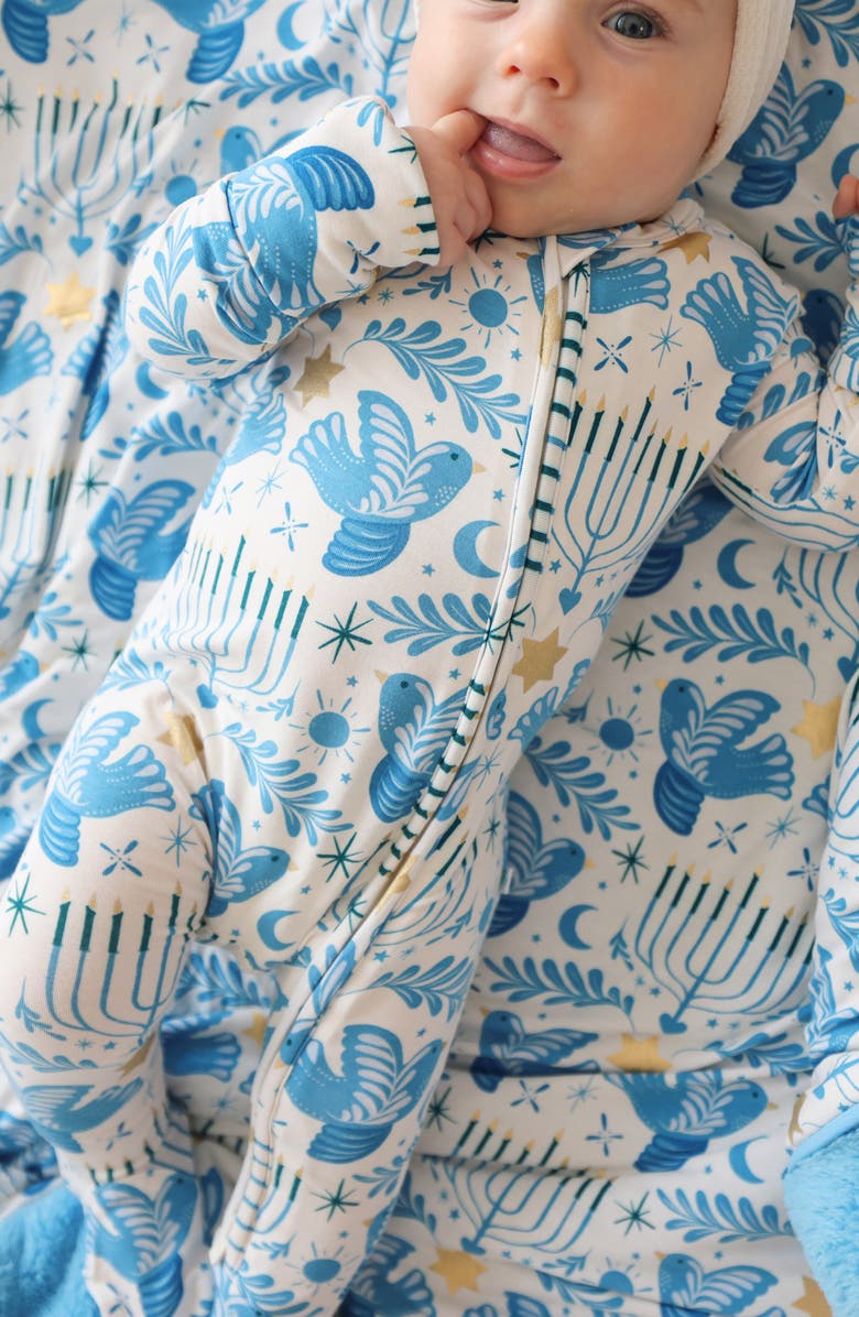 Posh Peanut Lior Zip-Up Footie, Alternate, color, Lior/Blue