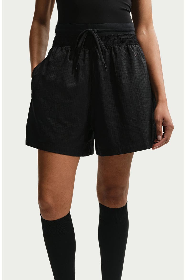 Double Waistband Drawstring Shorts, Alternate, color, BLACK/ BLACK