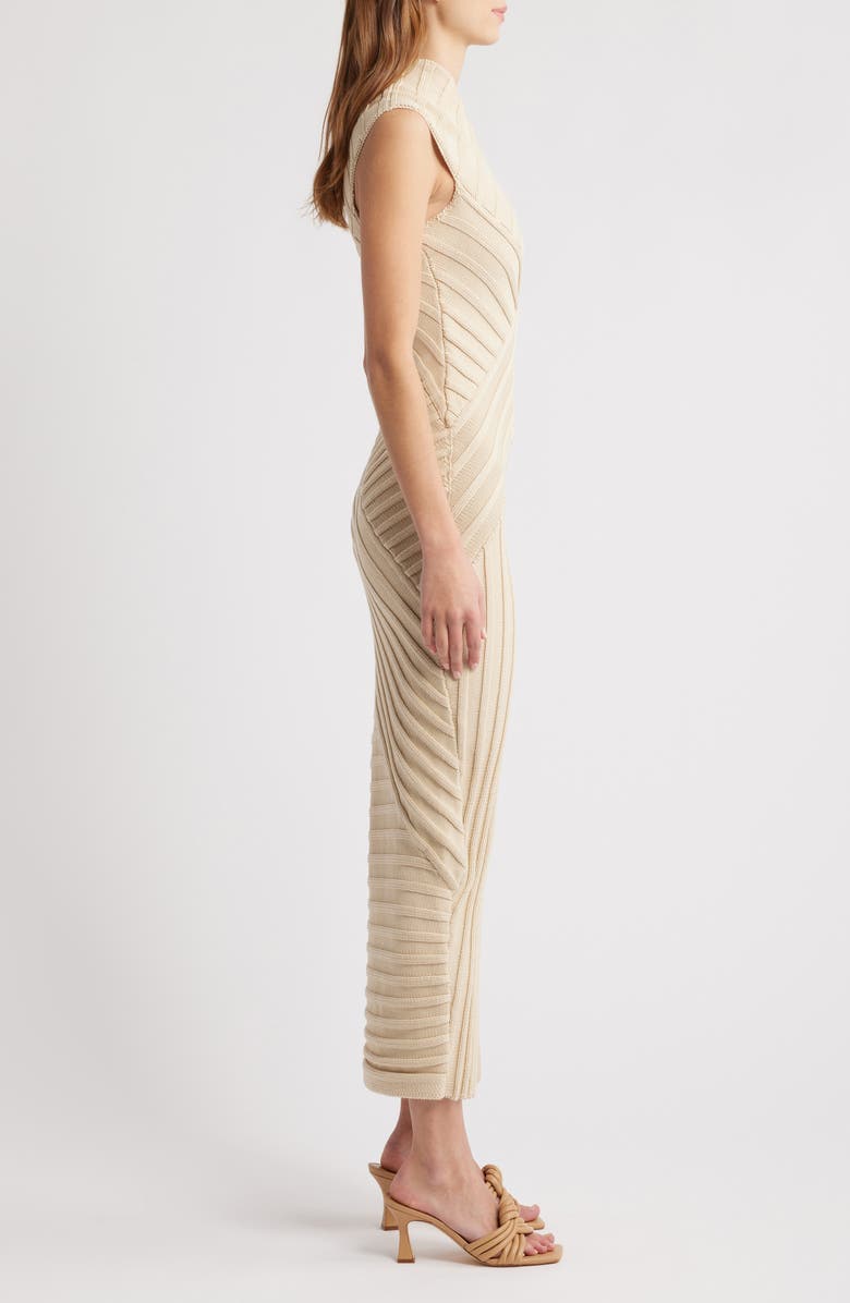 Cult Gaia Ceilo One-Shoulder Directional Rib Cotton Sweater Dress, Alternate, color, 