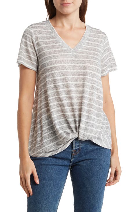 Twist Hem V-Neck T-Shirt