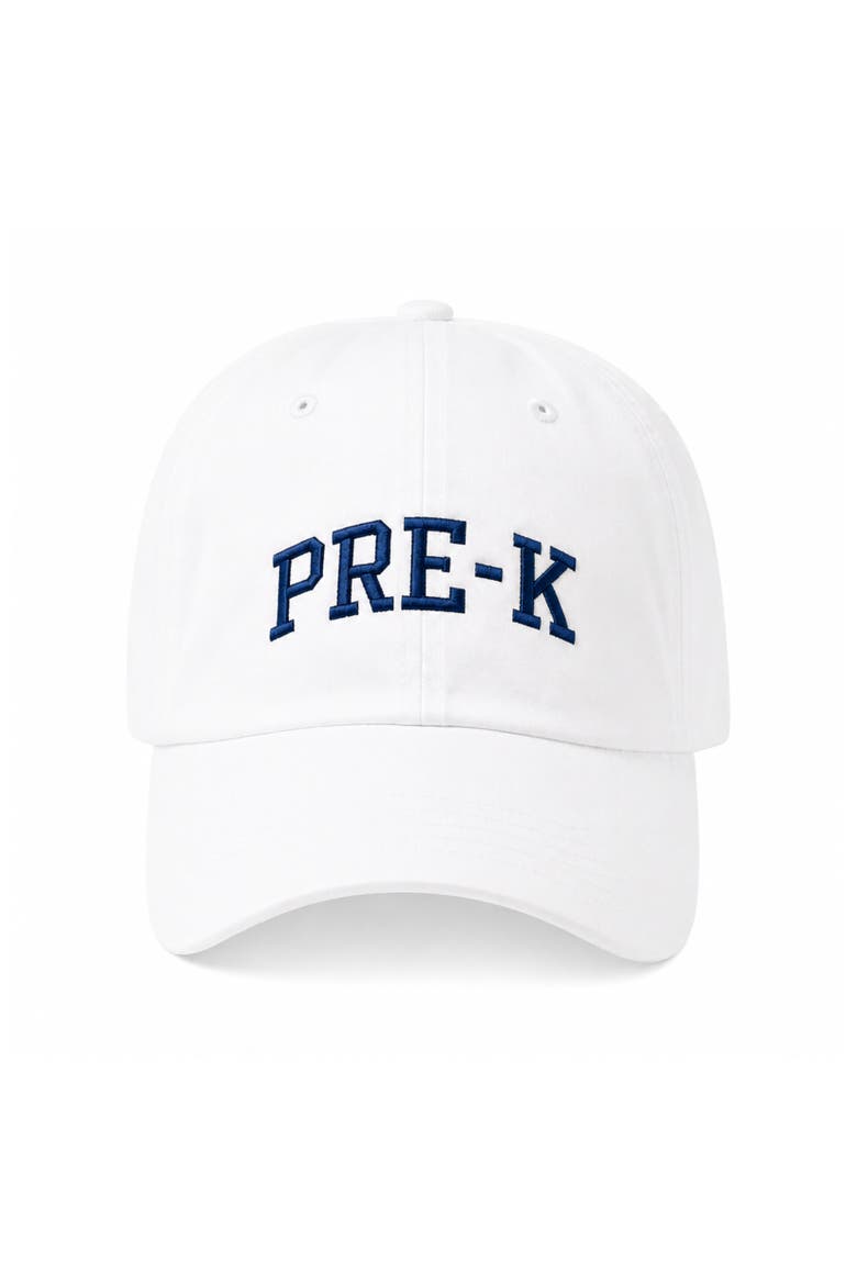 Back-to-School Pre-K Baseball Hat, Main, color, White/Navy