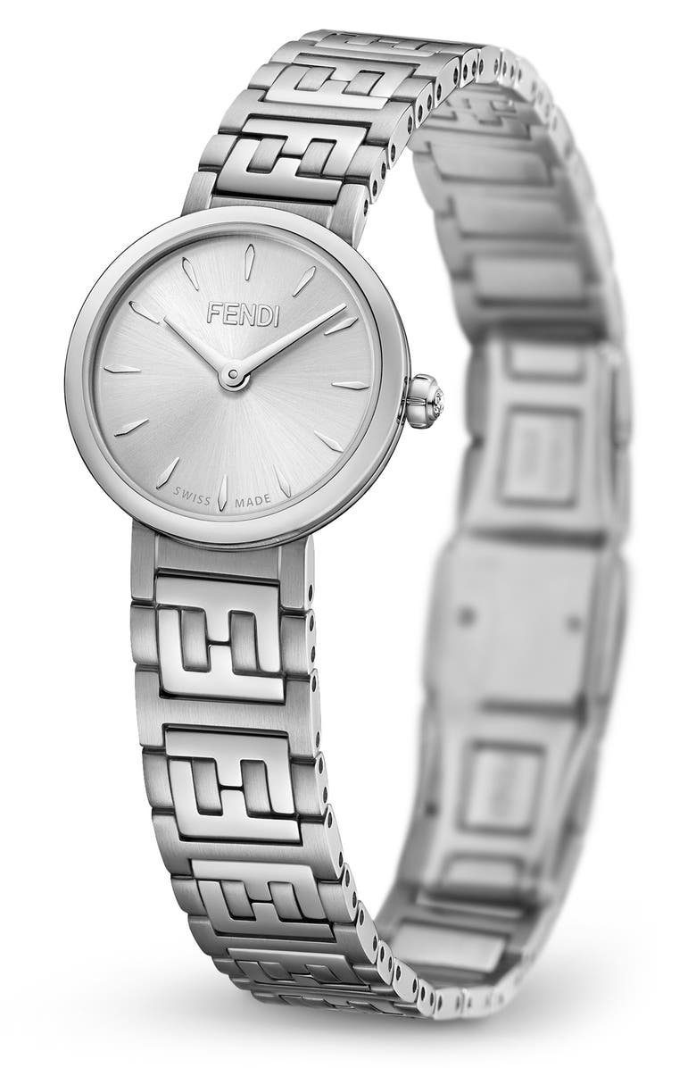 Fendi Forever Fendi Diamond Swiss Quartz Bracelet Watch, 19mm, Alternate, color, Stainless Steel