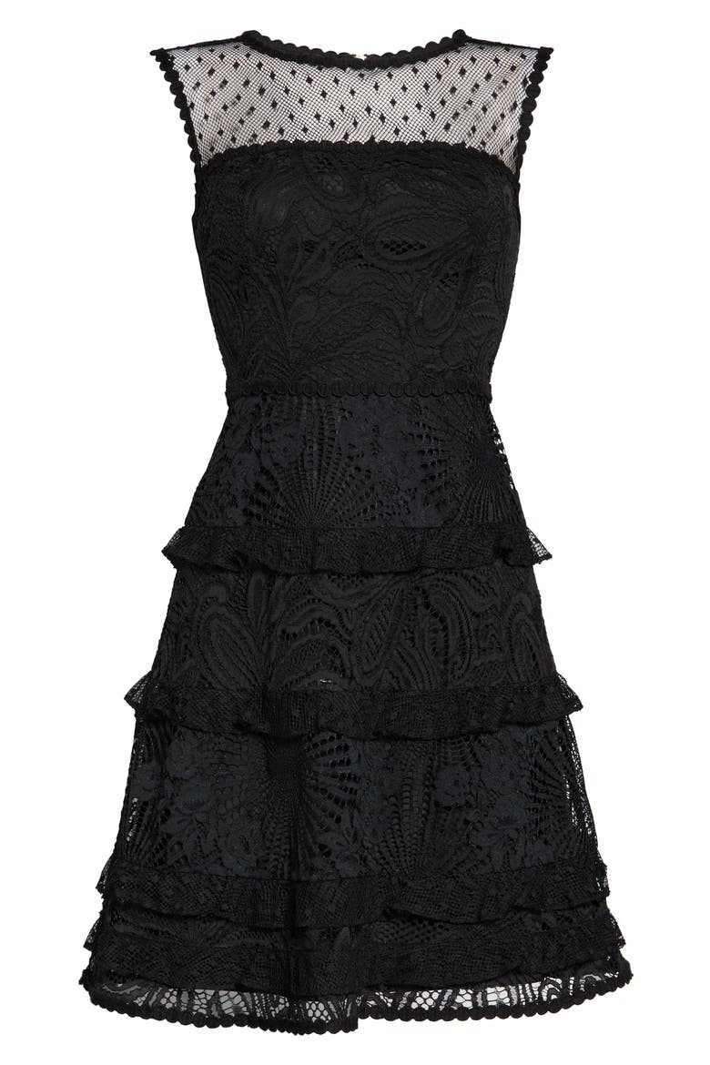 Kasee Sleeveless Lace Minidress, Alternate, color, ONYX FLORAL LOOPY LACE