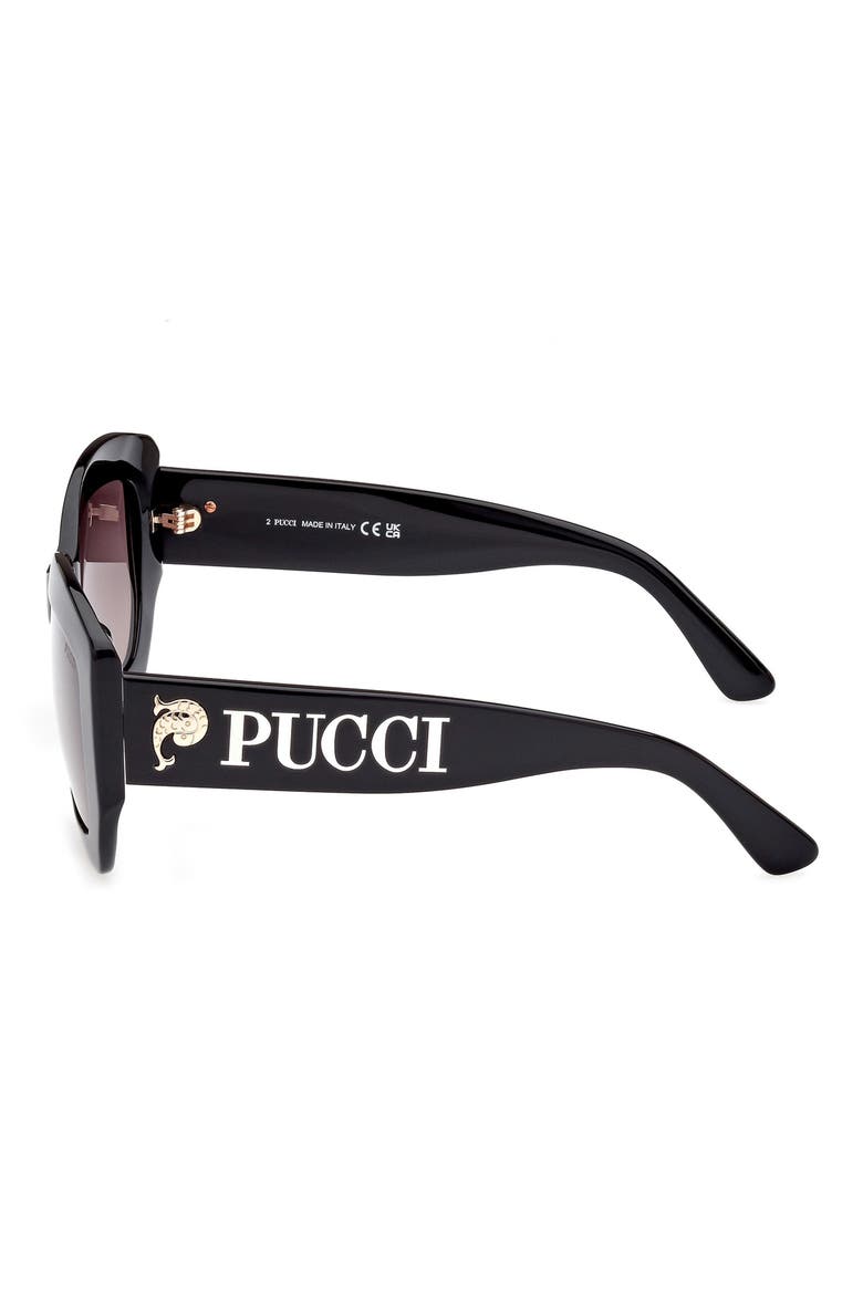 54mm Geometric Sunglasses, Alternate, color, BLACK/ GOLD / GRADIENT SMOKE