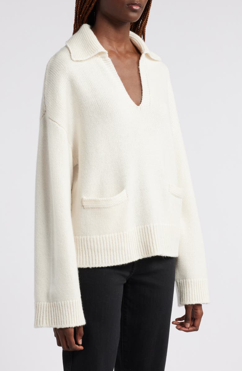 rag & bone Danica Wool & Cashmere Polo Sweater, Alternate, color, Ivory