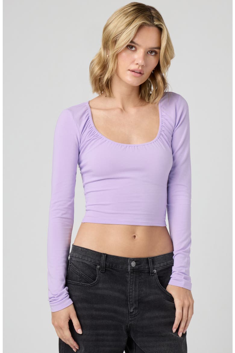 Fitted Long Sleeve Crop Top, Alternate, color, MILLIE LAVENDER