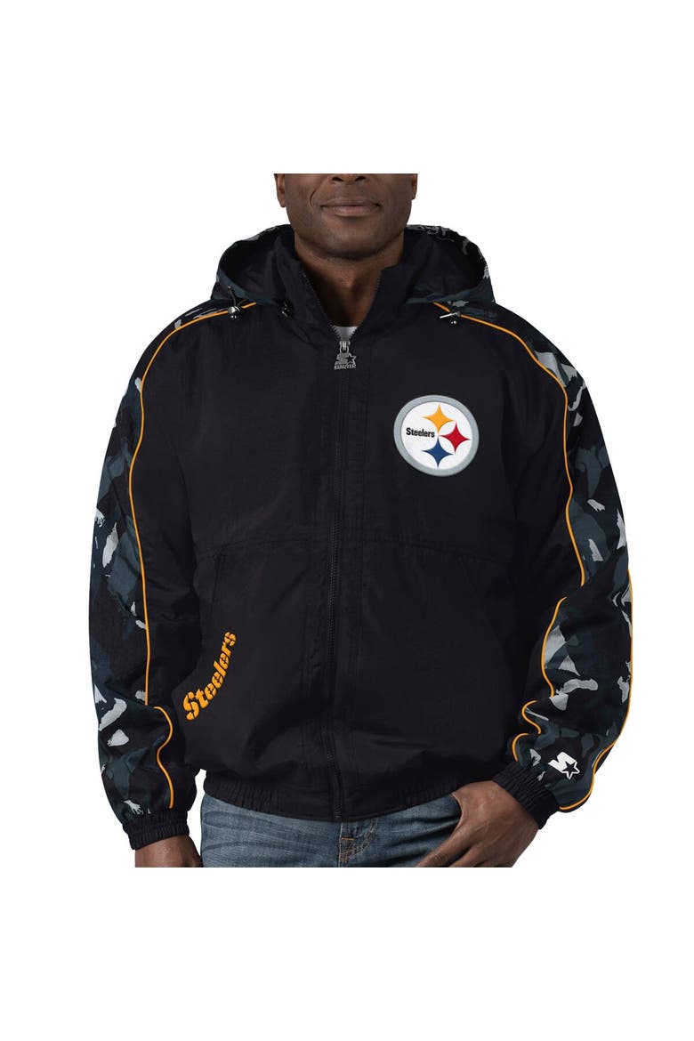 Men's Starter Black Pittsburgh Steelers Thursday Night Gridiron Full-Zip Hoodie, Alternate, color, Black