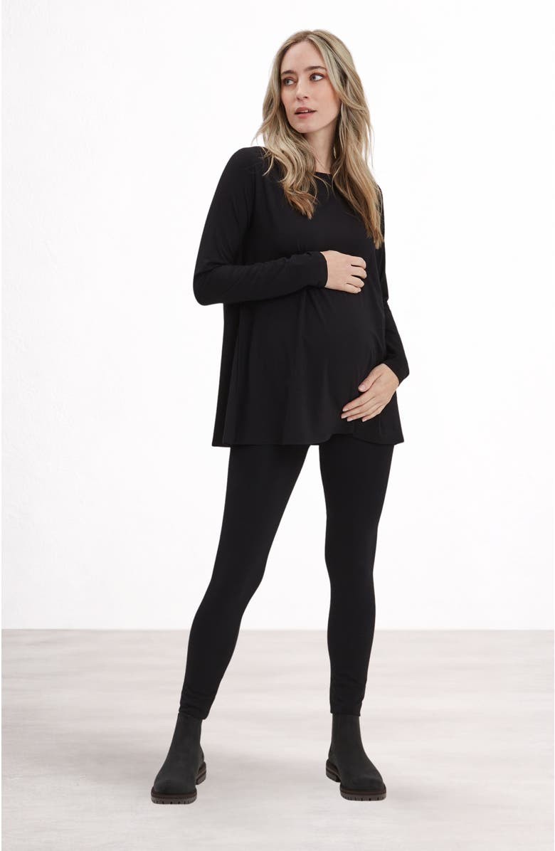 Nom Maternity Nicolette Long Sleeve Maternity & Nursing Tee, Alternate, color, Black