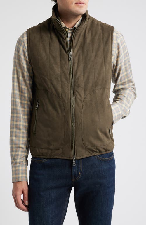 Scott Barber Faux Suede Quilted Vest in Coffee 