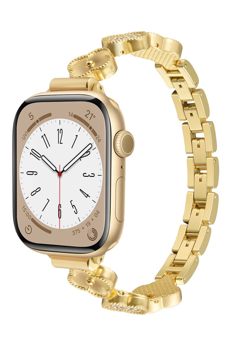 Universal Fit Tri Clover Link Bracelet Apple Watch® Watchband, Main, color, GOLD