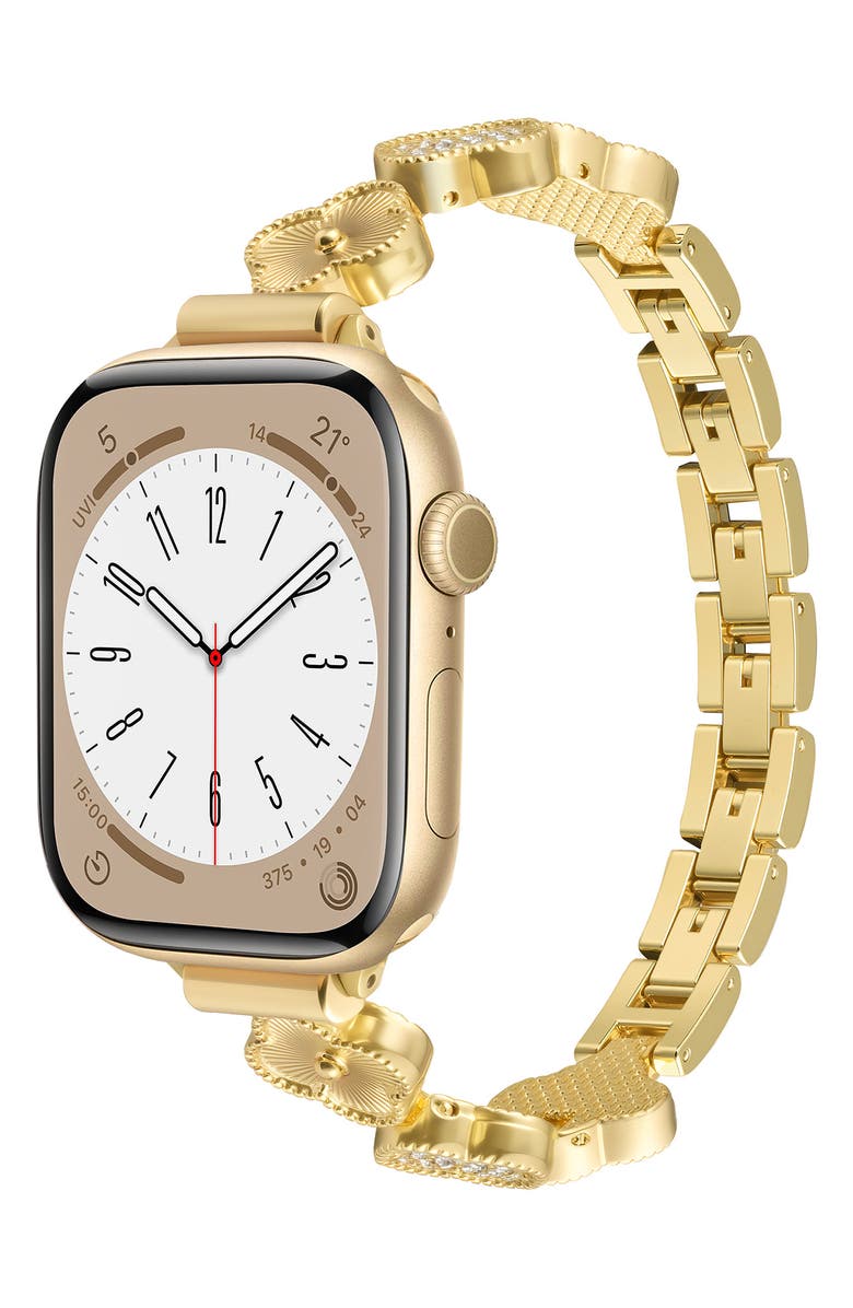 BCBG Tri Clover Link Bracelet Apple Watch<sup>®</sup> Watchband, Alternate, color, Gold
