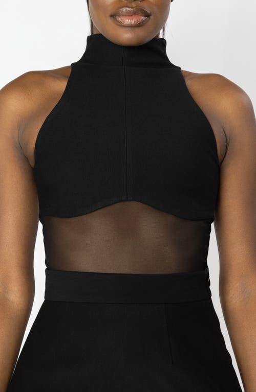 Israella Kobla Aurora Sleeveless Mock Neck Mesh Top In Black