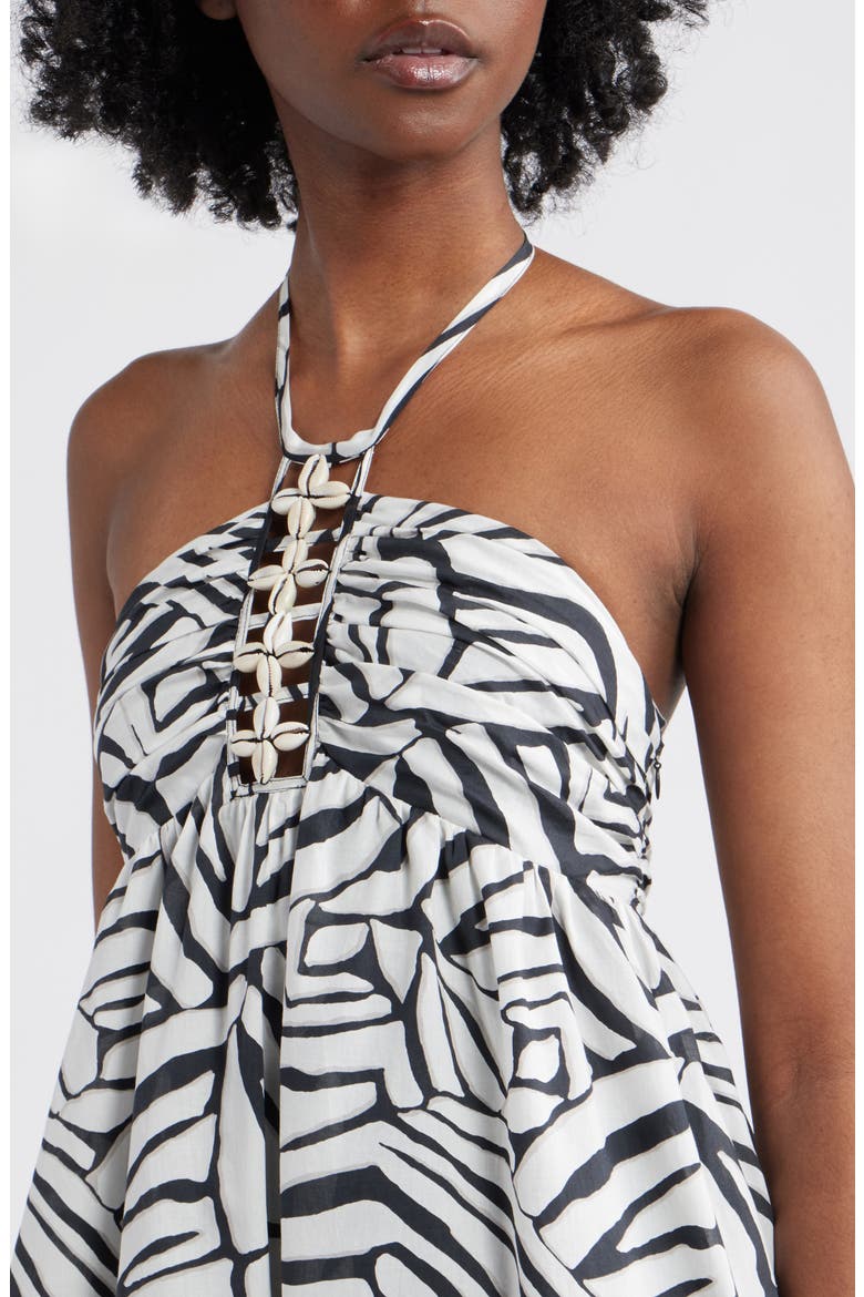 Palazzo Printed Halter Midi Dress, Alternate, color, PLAYA BLANCA