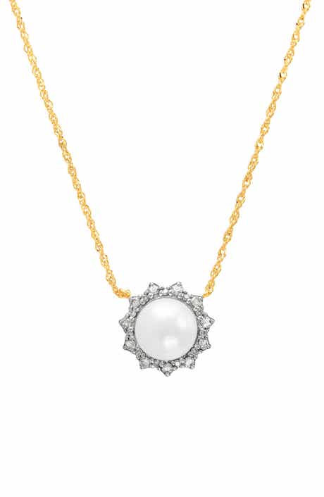 Frankie & Zoe 14K Gold Cultured Freshwater Pearl & Diamond Pendant Necklace
