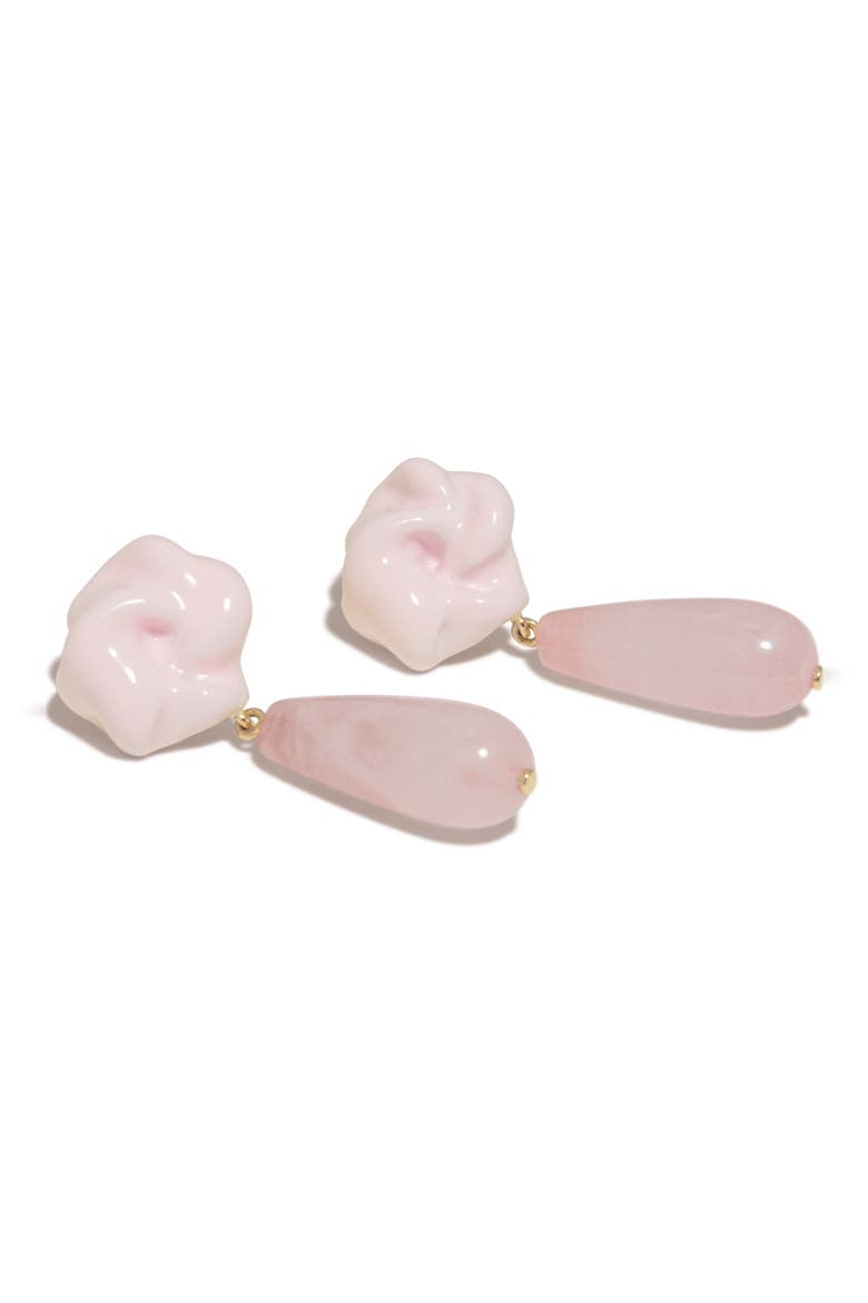 Rose Quartz Drop Earrings, Alternate, color, PINK 18CT GOLD PLATED