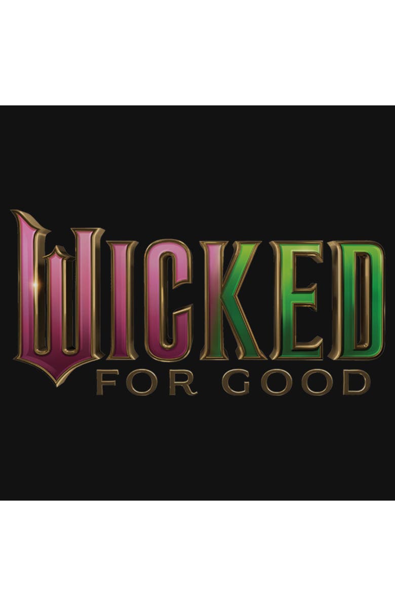 Wicked: For Good Girl's Wicked For Good Official Pink and Green Logo Graphic T-Shirt, Alternate, color, Black