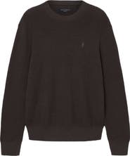 AllSaints Oversize Cotton & Wool Waffle Crewneck Sweater
