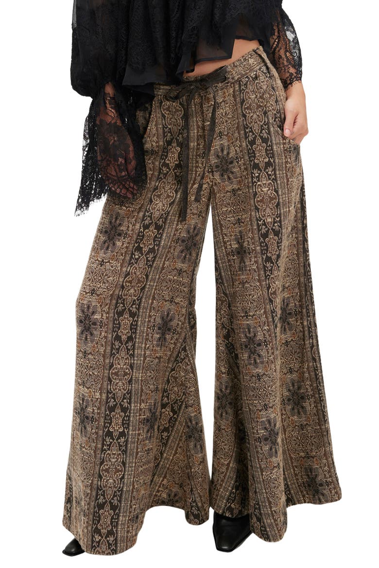 Dahlia Print Wide Leg Pants, Main, color, BROWN