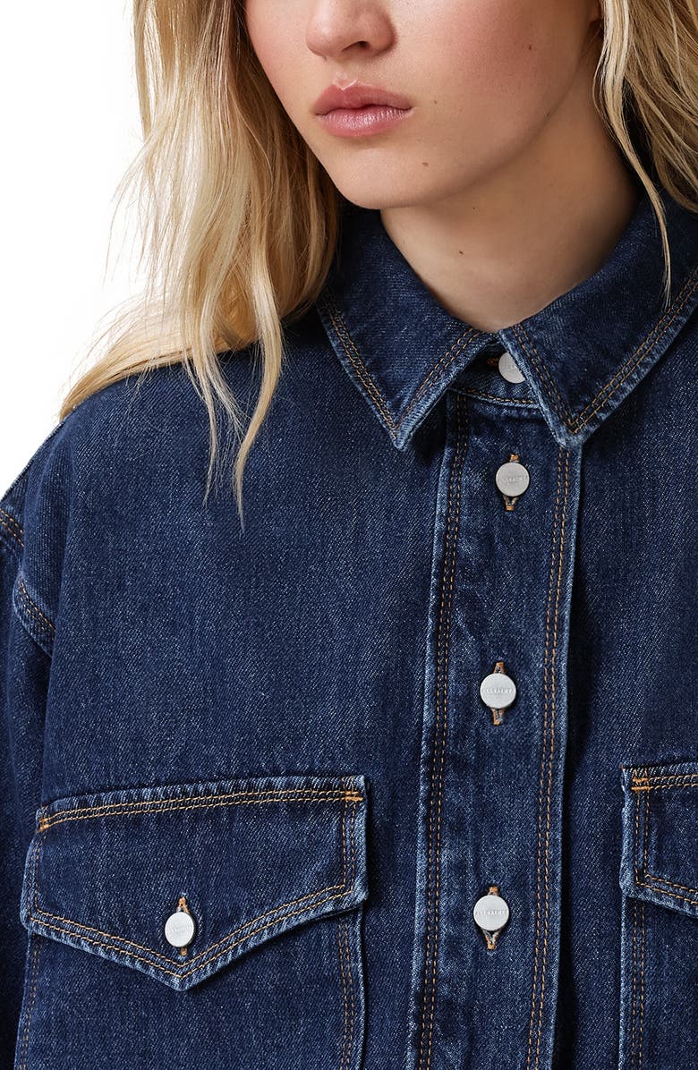 AllSaints Faye Raw Hem Denim Shirt, Alternate, color,