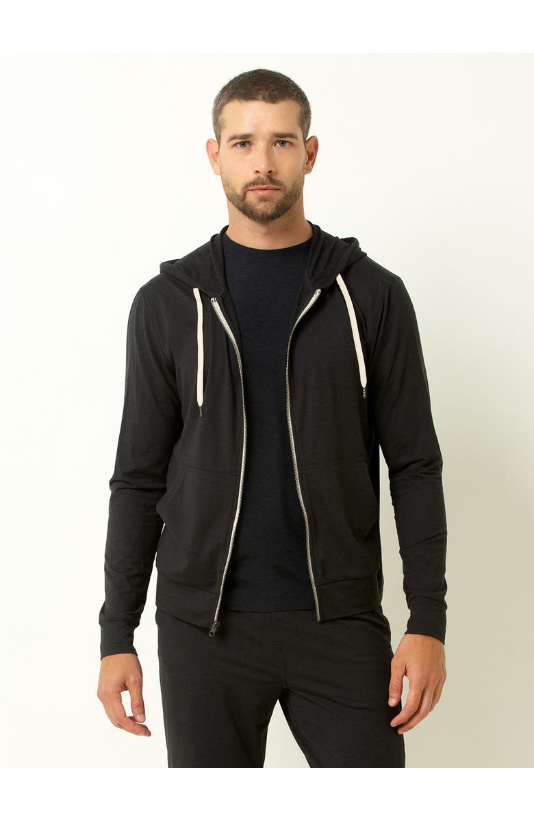 Single Stitch Everyday Full Zip Hoodie, Main, color, Heather Black