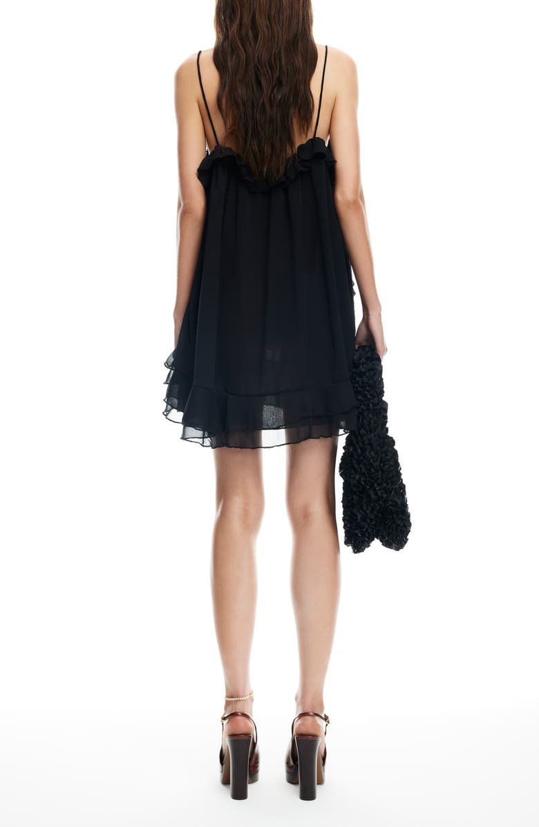LIONESS Ethereal Ruffle Chiffon Minidress, Alternate, color, Obsidian