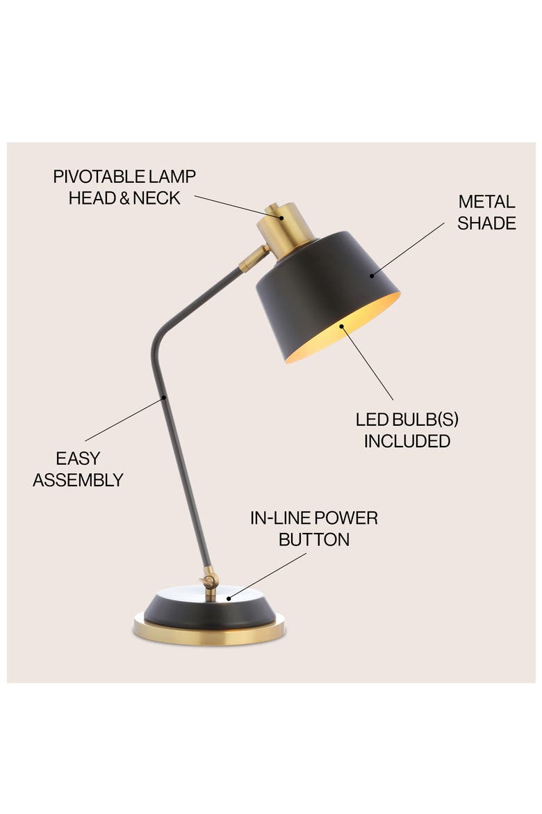 Rochelle 23" Metal LED Task Lamp, Black/Brass Gold, Alternate, color, Black/Brass gold