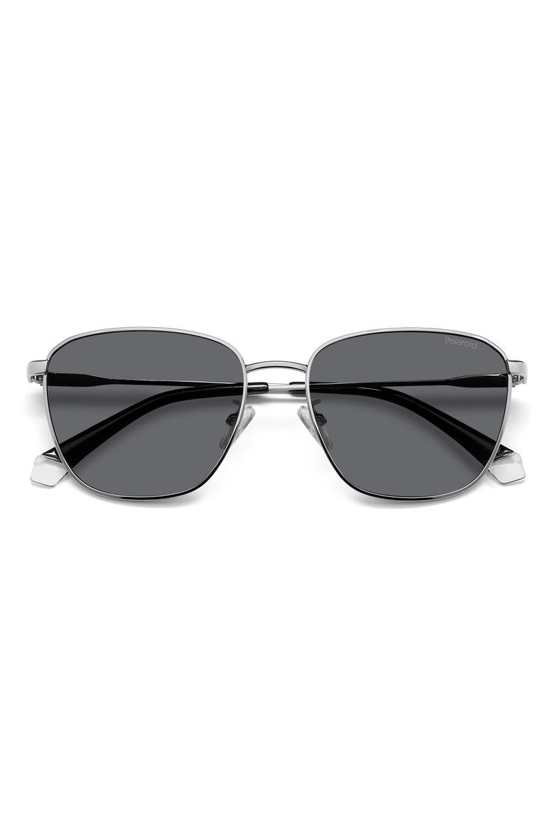56mm Polarized Rectangular Sunglasses, Alternate, color, RUTHENIUM/ GRAY POLARIZED