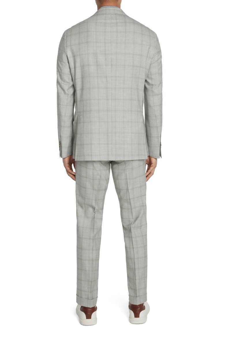 McAllen Unconstructed Plaid Wool Suit, Alternate, color, GREY