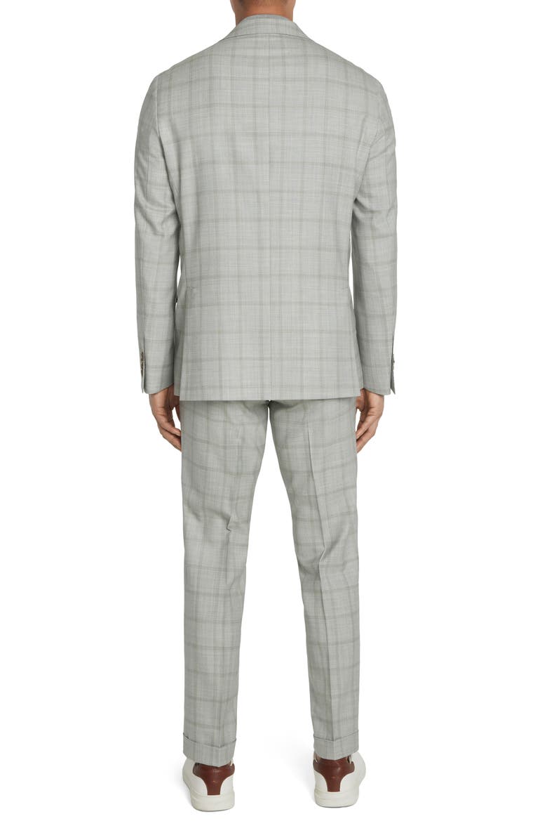Jack Victor McAllen Unconstructed Plaid Wool Suit, Alternate, color, Grey