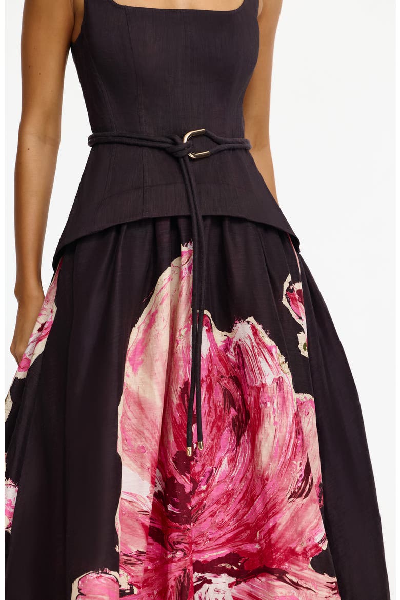 Actonhill Floral Print Cocktail Dress, Alternate, color, GARNET MAGNOLIA