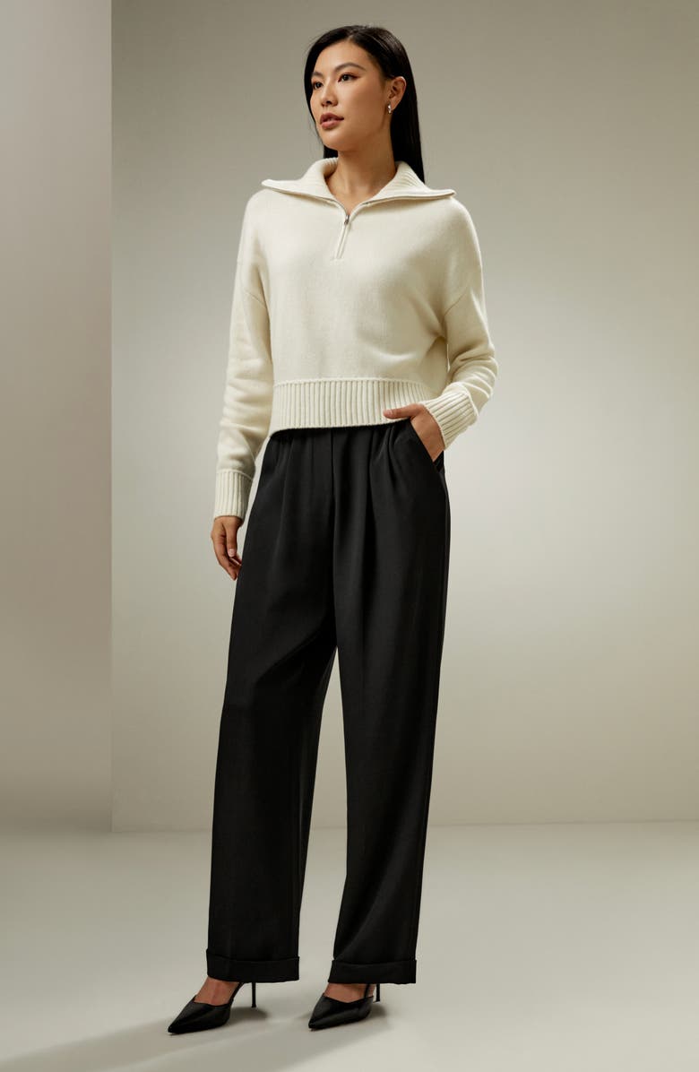 Lilysilk Relaxed Fit Wool-Cashmere Blend Sweater for Women, Alternate, color, White