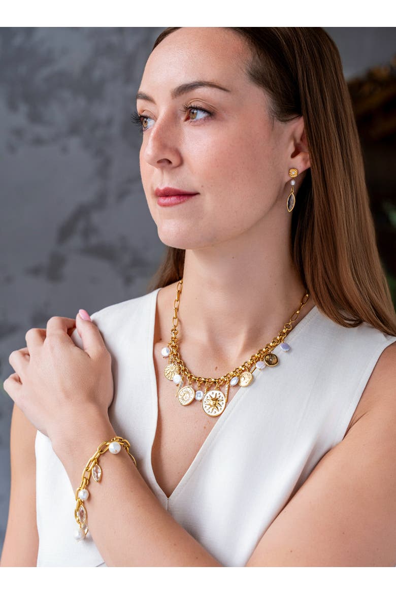 Celestial Charm Necklace, Alternate, color, Gold