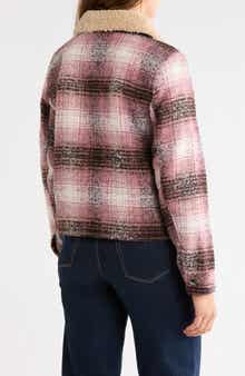 Plaid Faux Fur Crop Jacket