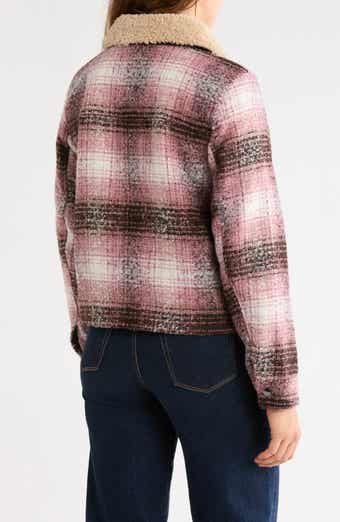 Plaid Faux Fur Crop Jacket