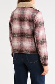 Lucky Brand Plaid Faux Fur Crop Jacket