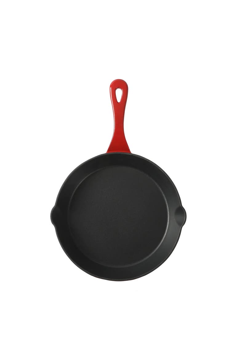8 Inch Enameled Cast Iron Round Skillet, Alternate, color, Red