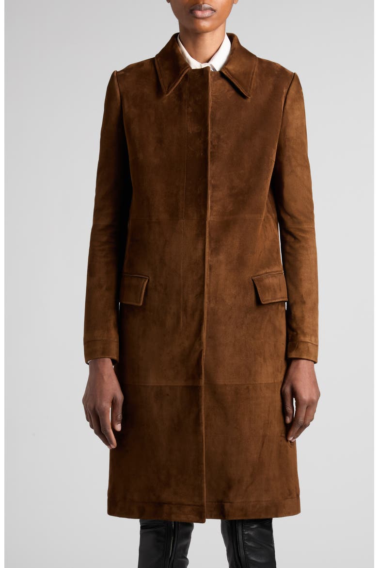 Suede Mac Coat, Alternate, color, LAND BROWN